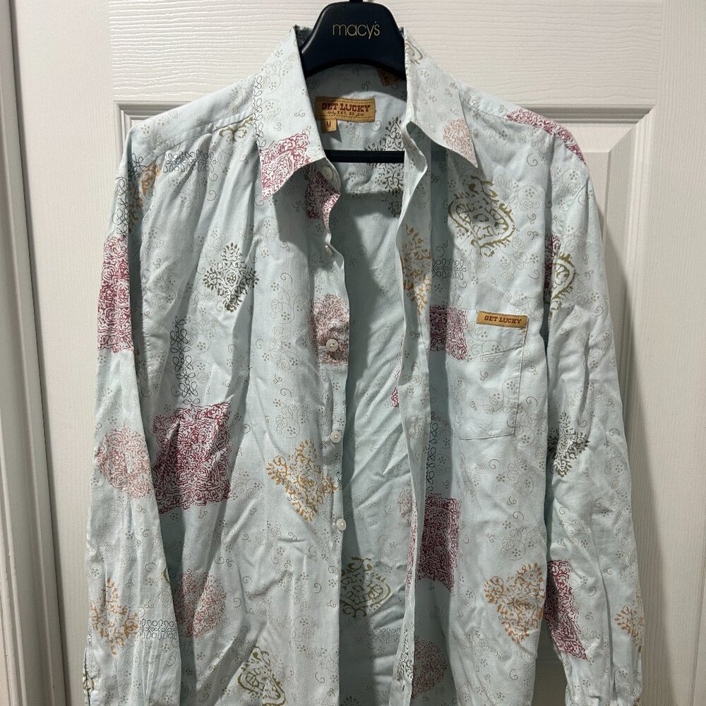 ***MENS GET LUCKY BUTTON DOWN SHIRT***
